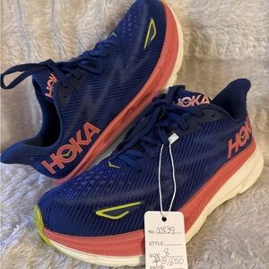 Hoka Navy and Coral Athletic Shoes